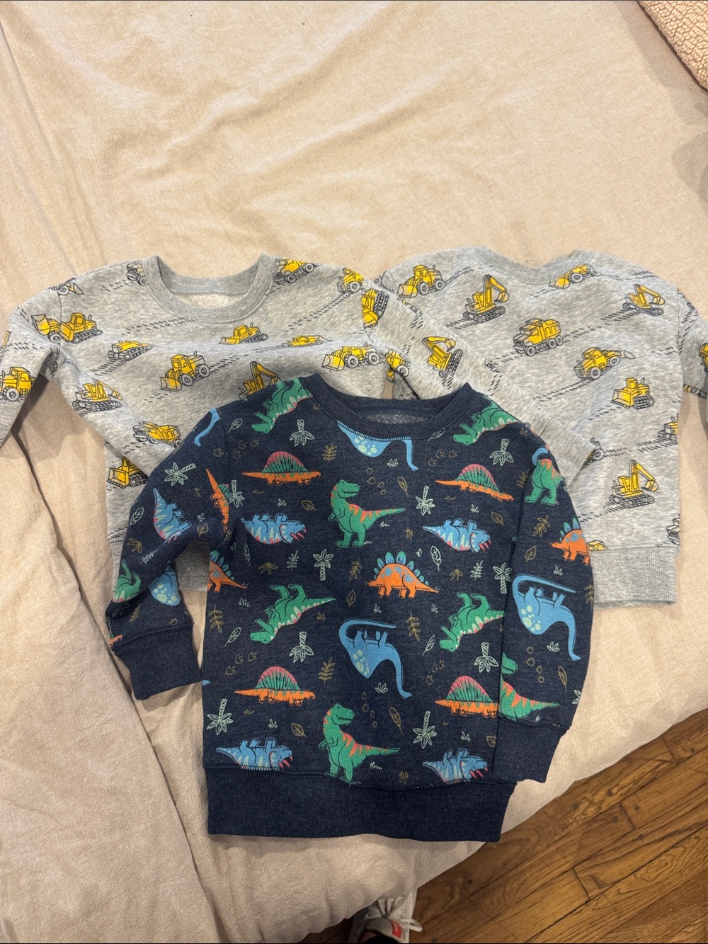 Lot of 3 - 2T Navy Dinosaur Print Sweatshirt with Green Blue Orange Accents